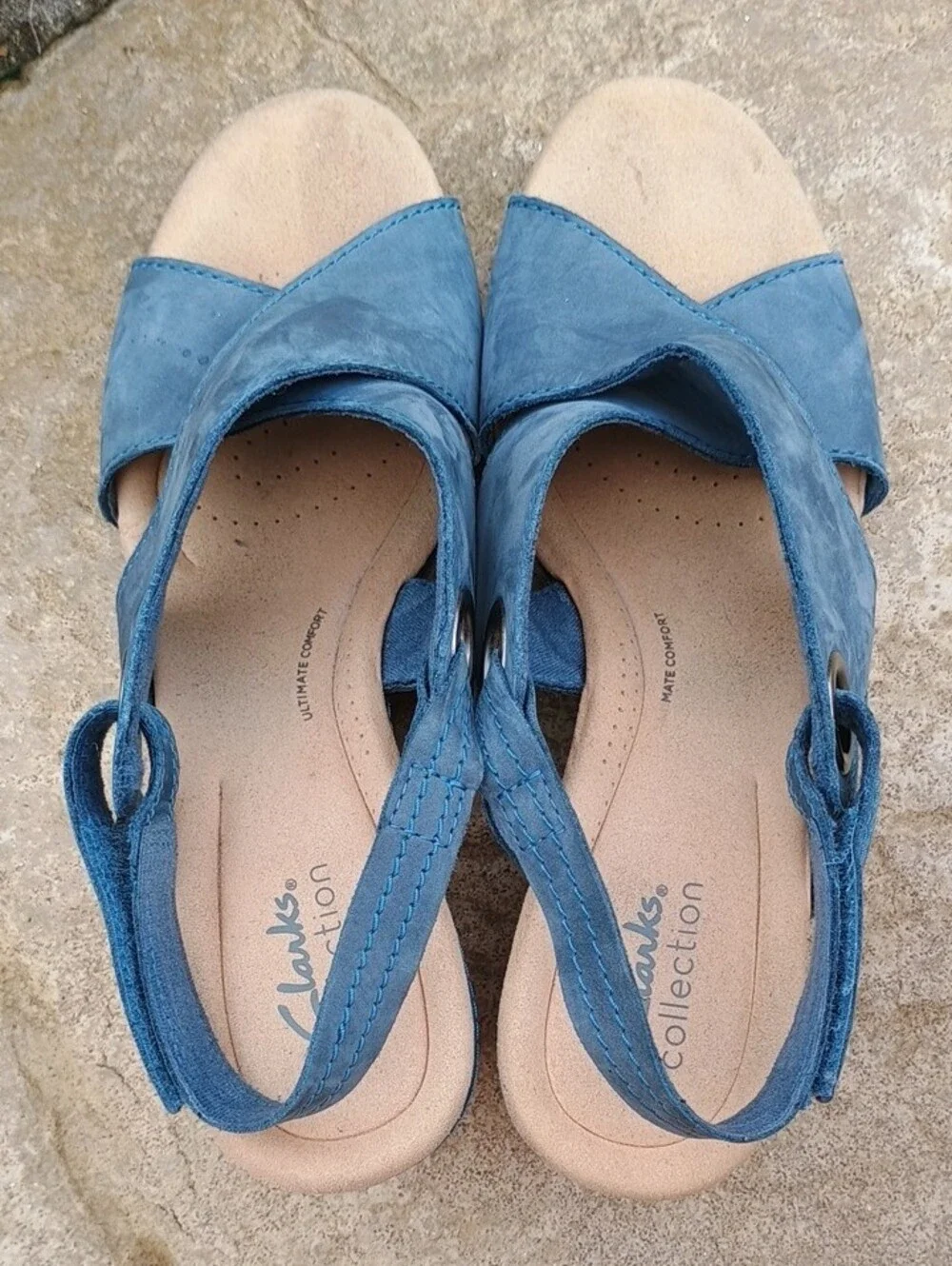 Clarks Giselle Loop Comfort Wedge Leather Sandal Women's Size 9.5